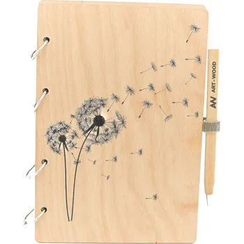 Zápisník art-wood.cz Dřevěný zápisník s věnováním A5 - pampeliška Druh papíru: Bez linek