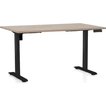 Psací stůl Výškově nastavitelný stůl OfficeTech B, 140 x 80 cm, černá podnož, dub