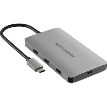 USB hub Dokovací stanice AlzaPower Metal USB-C Dock Station 8v1 Dual Screen C8 vesmírně šedý