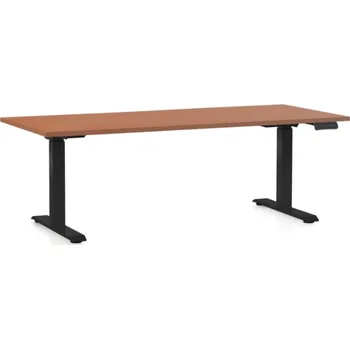 Psací stůl Výškově nastavitelný stůl OfficeTech D, 180 x 80 cm, černá podnož, třešeň