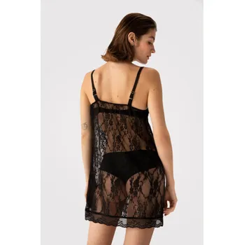 Dámská krajková noční košile na ramínkách PRELUDE černá S/M