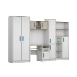 IDZ Sestava nábytku do dětského pokoje MACIUS, 300 cm Bílá + Dub Sonoma / Barevné úchytky Barva: Modrá