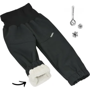 Chlapecké oblečení Unuo (ušito v ČR) Dětské zimní kalhoty Unuo s umělým kožíškem (LIGHT) černé žíhané (DĚTSKÁ ŘADA)