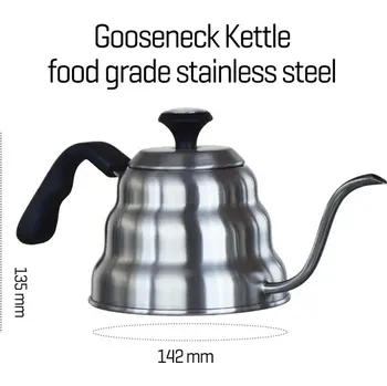 Konvice na čaj Kávová nerezová konvice s teploměrem - 1,0 l