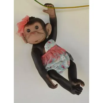 plyšák Opička v modrých kalhotkách s laclem od RosaToys (BEBE MONO 25 CM ROSA )