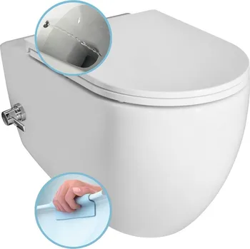 INFINITY závěsná WC mísa Rimless, integrovaný ventil a bidet. sprška, 36,5x53 cm, bílá