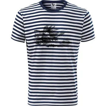 Kreslený prut opřený o kámen - Triko na vodu - M ( Prouhovaná )