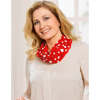 Pokrývka hlavy 3Pagen Kulatý šál s puntíky, modrá-bílá červená-bílá