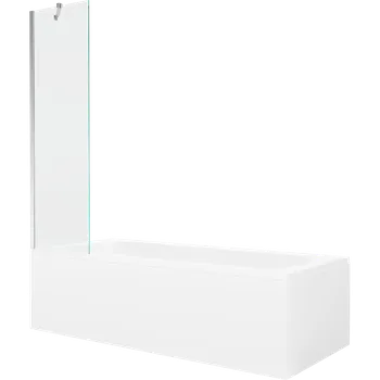 Vana Mexen Vega obdélníková vana 150 x 70 cm s krytem a 1-křídlovou zástěnou 50 cm, transparentní, chrom - 550115070X9505000001 Vany se zástěnou