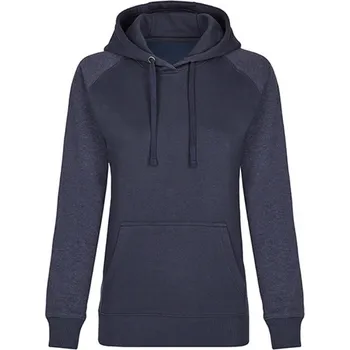 Dámská mikina Vypasovaná dámská mikina Miners Mate s dvojitou kapucí a klokanní kapsou Barva: modrá námořní mikina s melírovými rukávy, Velikost: S MY620