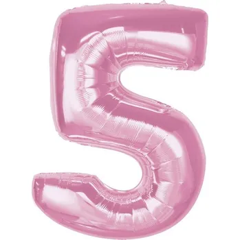 Balónek Balon foliový číslice 5 SVĚTLE RŮŽOVÁ 92cm