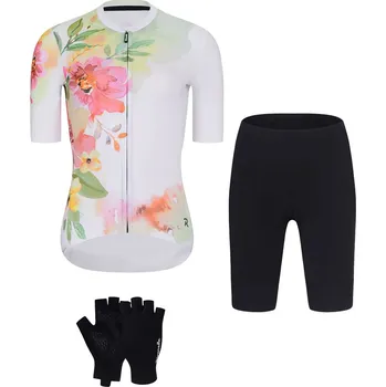 cyklistický dres RIVANELLE Cyklistický mega set - FLOWERY LADY - vícebarevná/černá/bílá