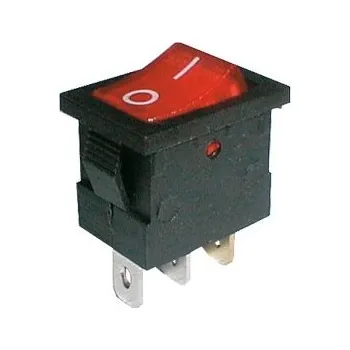 vypínač Přepínač kolébkový 2pol./3pin ON-OFF 250V/6A pros. červený