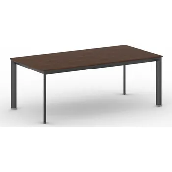 Psací stůl Jednací kancelářský stůl PRIMO INVITATION, 200x100 cm, černá podnož, ořech