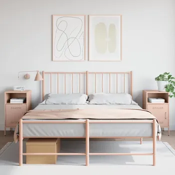 Noční stolek vidaXL Noční stolky 2 ks olivově 36 x 39 x 68 cm ocel [843069] Barva: Růžová