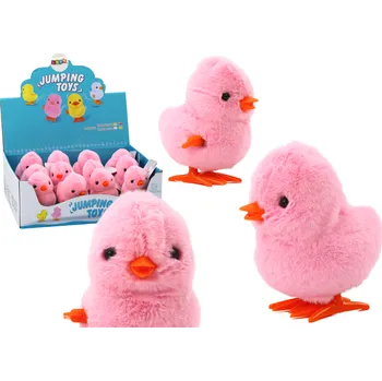 Figurka Mamido Skákající plyšové kuře natahovací růžové hračka ozdoba