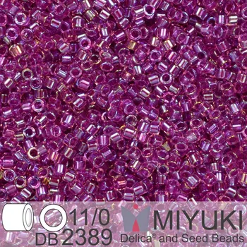 Korálek Korálky Miyuki Delica 11/0. Barva Inside Dyed Magenta DB2389. Balení 5g.