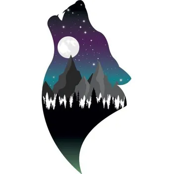 Odstranitelné tetování Vlk a noční krajina - dočasné tetování