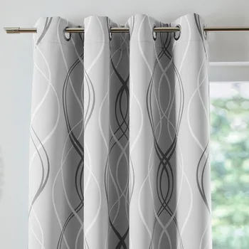 Závěs Blancheporte Zatemňovací závěs s potiskem vlnek zn. Colombine® šedá 140x180 cm