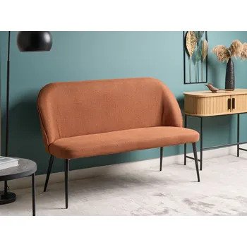 Pohovka Kuchyňská pohovka hnědá Polyester tkanina Čalounění 2místná Kovový rám Černé nohy Lavice Beliani