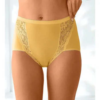 Kalhotky Blancheporte Sada 3 kalhotek super maxi z pružné bavlny s krajkou nám.modrá+terakota+žlutá 58/60