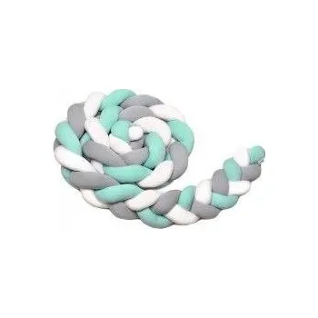 Příslušenství pro dětskou postel a kolébku T-TOMI Pletený mantinel 220 cm, white + grey + mint