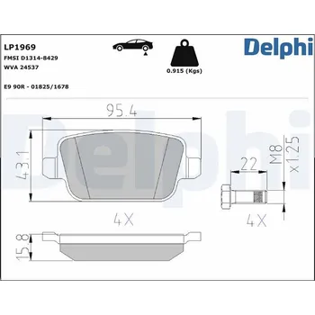 Brzdová destička Sada brzdových destiček, kotoučová brzda DELPHI LP1969