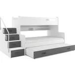 Dětská patrová postel MAX III s výsuvnou postelí 80x200 cm - bílá Šedá