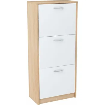 Šatní skříň Botník JULIA 3K Bílá/dub sonoma