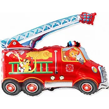 Balónek Flexmetal Fóliový balónek, hasičské auto, červené, 35x32cm, bez obalu