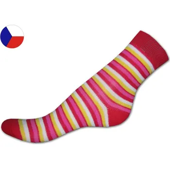 Dětské bavlněné ponožky Proužky červenorůžové 29/30