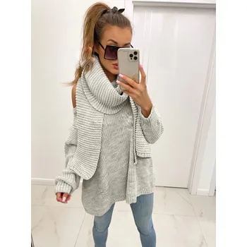 Šála Šedý stylový pletený šál SZA01-1920, VELIKOST UNI