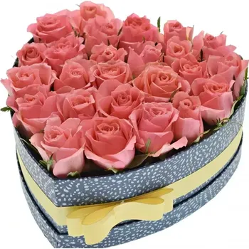 umělá květina Krabička růží FEIWEL modrá 24x10cm