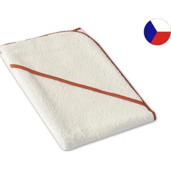 Dětská osuška s kapucí 75x75 smetanová/hnědá 350g