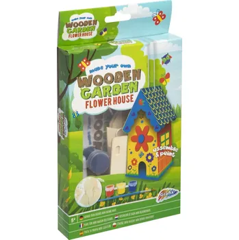 kreativní sada Dřevěný domeček mini - květinový