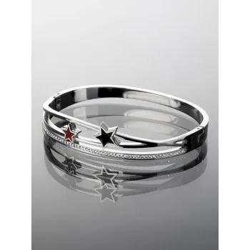 Náramek Prosperk Krásný pevný náramek z chirurgické oceli s hvězdičkami a čirými krystaly S2454