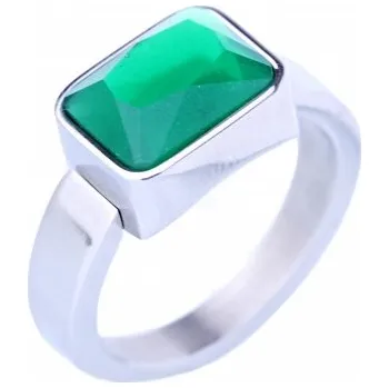 Prsten Prosperk Dámský prsten z chirurgické oceli Zelený krystal Velikost prstenů: 6 (EU: 51-53) 19953/6 -