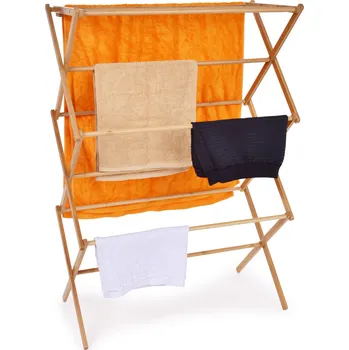 Sušák na prádlo GoEco® Bambusový vícepatrový skládací sušák na prádlo se silnými tyčemi 105 cm