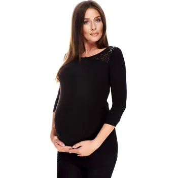 Elegantní těhotenské tričko Trim s krajkou černé Velikost: S