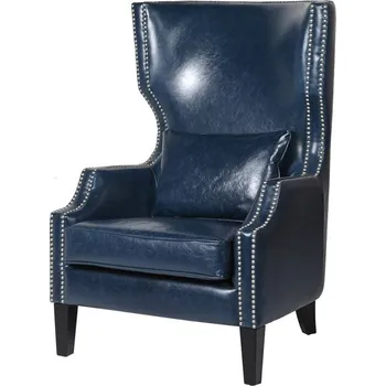 Křeslo Luxusní kožené křeslo Blue Navy z umělé kůže
