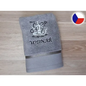 Osuška Luxusní osuška se znamením VODNÁŘ 450g šedá/šedá
