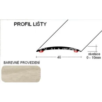 přechodová lišta A 13 PŘECHODOVÉ LIŠTY - SAMOLEPÍCÍ, šíře 40 mm Barva: Dub mocca, Zvolte délku: 270 cm