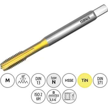 Závitořezný nástroj Narex Ždánice 041535052025000 - Závitník strojní M 2,5x0,45mm typ 3043 kód 1510 TiN, lícování ISO 2 (6H), DIN 371