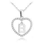 MINET Stříbrný náhrdelník písmeno v srdíčku "B" se zirkony JMAS900BSN45
