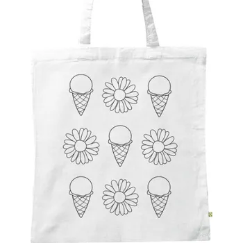 omalovánky BIO plátěná taška s potiskem Omalovánka zmrzliny a kvítí