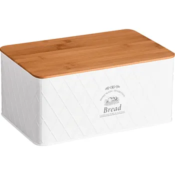 chlebník KESPER Chlebník s prkénkem, 28 x 18 x 13 cm, bílý KESPER 18046