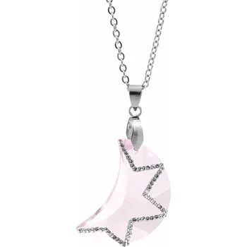 Náhrdelník JSB bijoux s.r.o. Ocelový náhrdelník střední měsíček Swarovski Light Rose