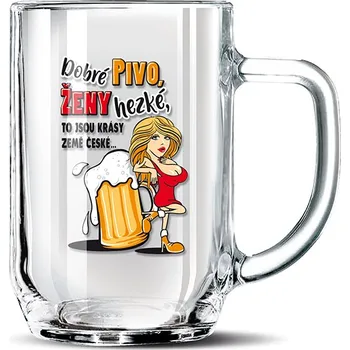 Sklenice Nekupto Dárkový půllitr - Dobré pivo, ženy hezké