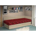 Nabytekmorava Válenda s úložným prostorem Junior 200x80 cm, s čelem barva lamina: dub sonoma, Barva potahu: Mega 047 červená