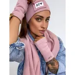 Teplákový VSB set šála + čelenka + rukavice růžová, VELIKOST UNI